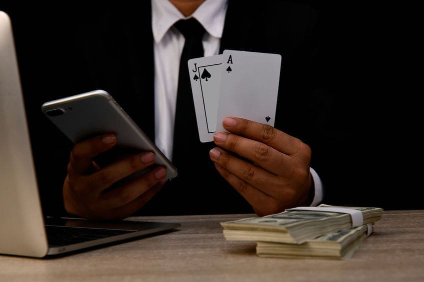 Gambling Concepts. Business people are gambling in the casino. Betting is a gamble for investors.