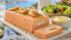 Pain de poisson maison tranché en tranches épaisses sur une planche en bois
